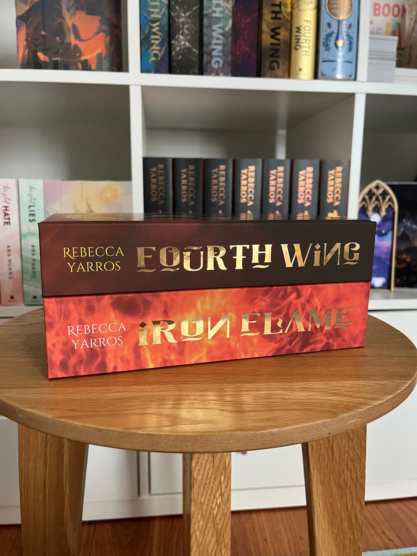 FOURTH WING & IRON FLAME SET. Recovered/Rebind with custom cover art and edge print.