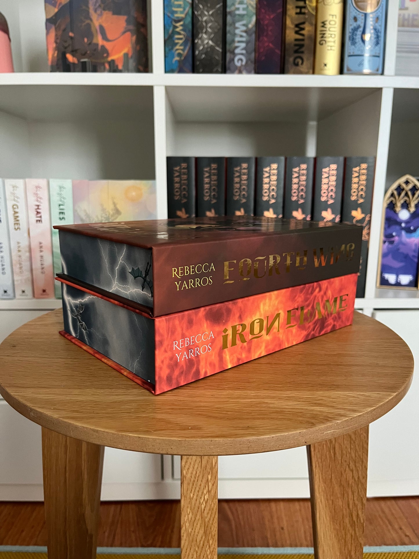 FOURTH WING & IRON FLAME SET. Recovered/Rebind with custom cover art and edge print.