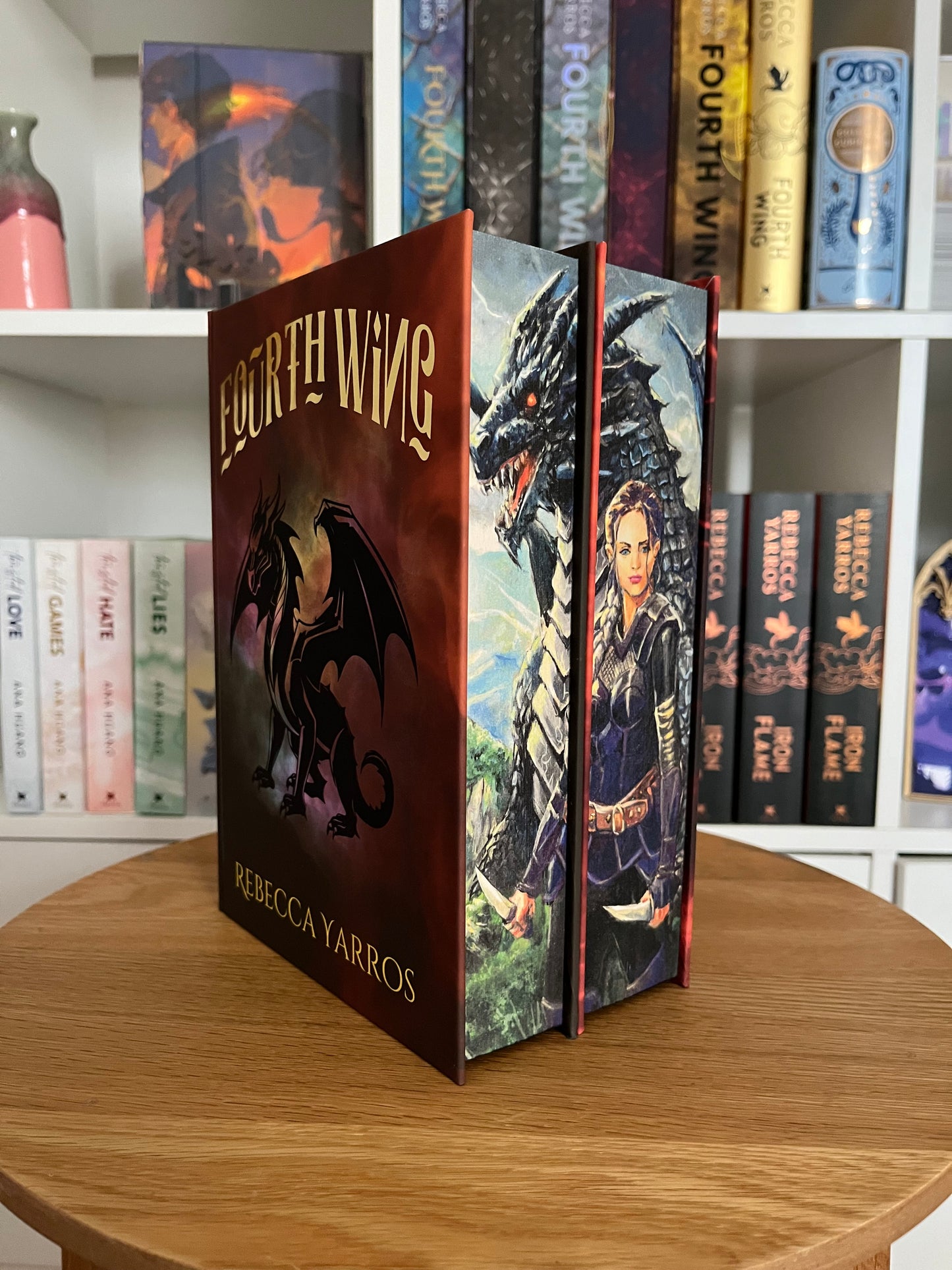 FOURTH WING & IRON FLAME SET. Recovered/Rebind with custom cover art and edge print.