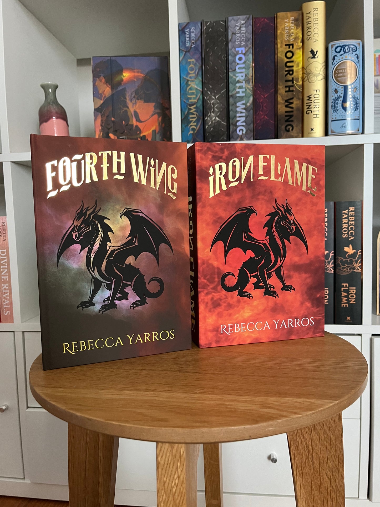 FOURTH WING & IRON FLAME SET. Recovered/Rebind with custom cover art and edge print.